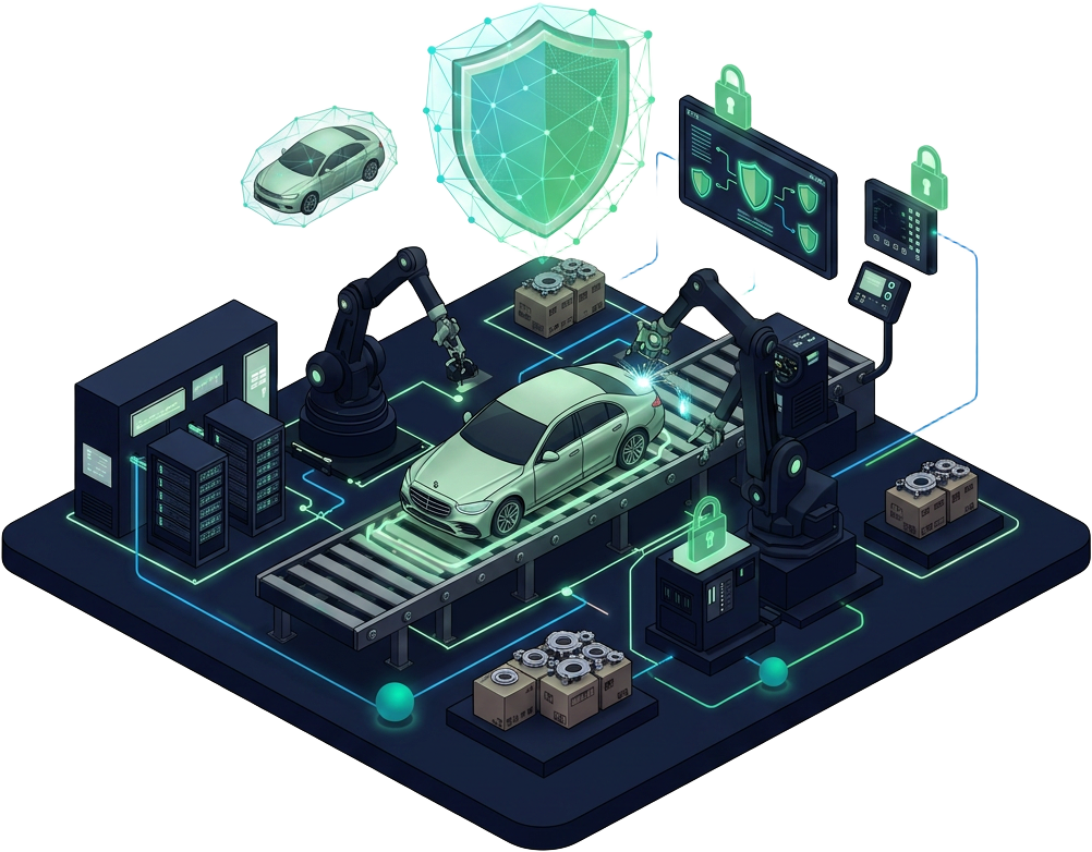 ACURITY OT-Security Referenzen in Produktionsumgebungen, u.a. Mercedes-Benz