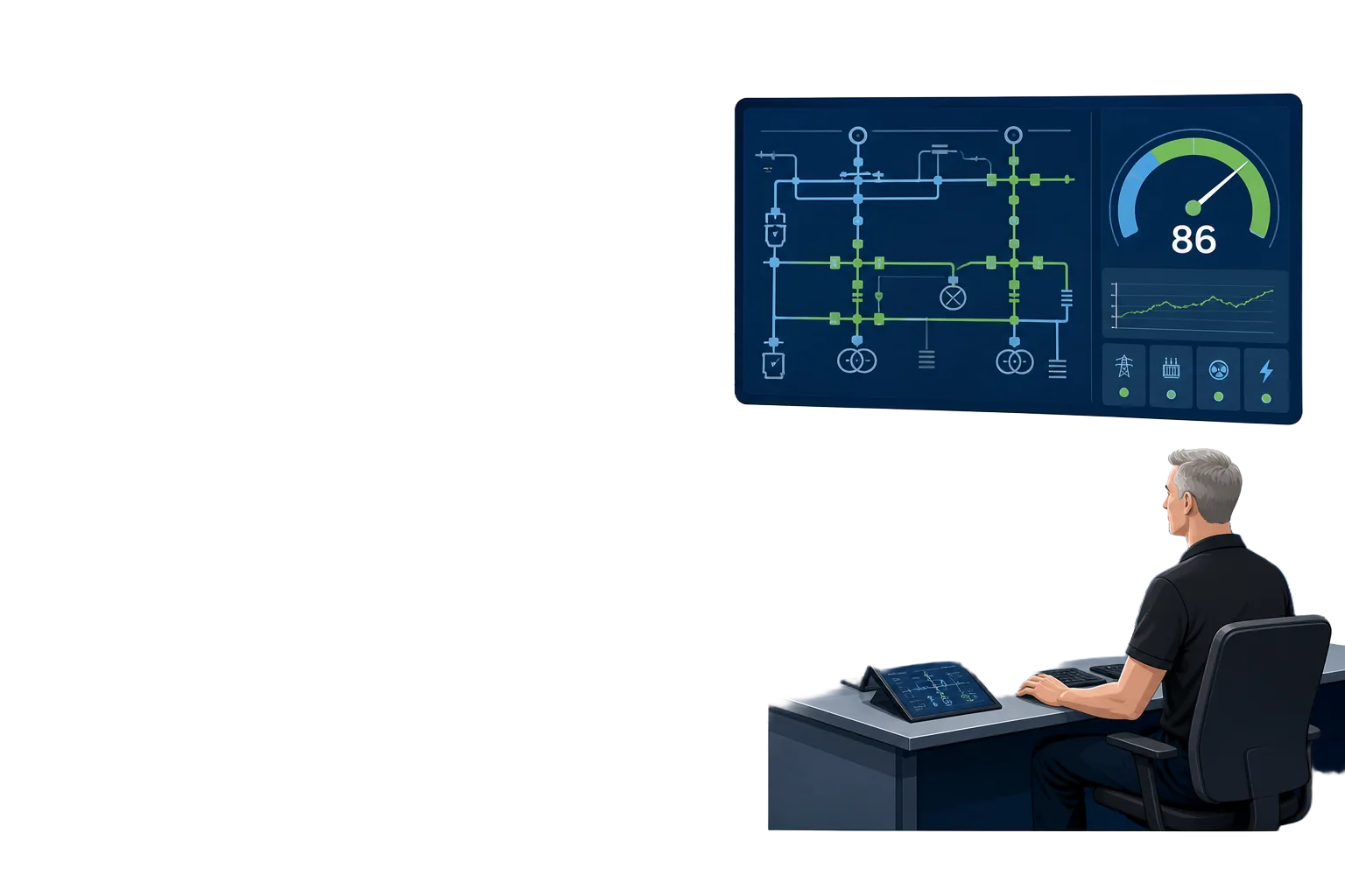 OT security in a control room for critical energy infrastructure