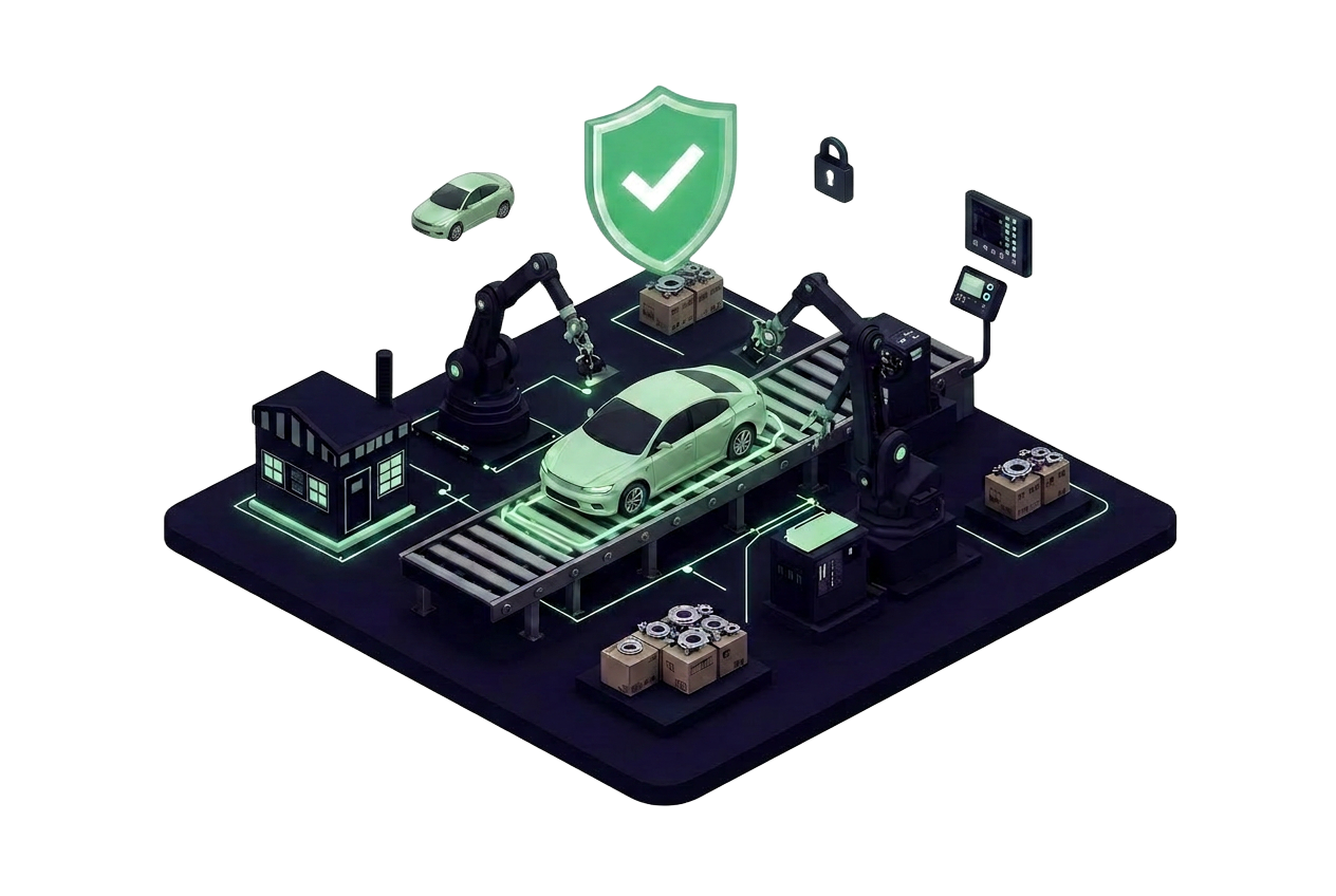 Illustration zur OT-Security in der Automotive-Branche